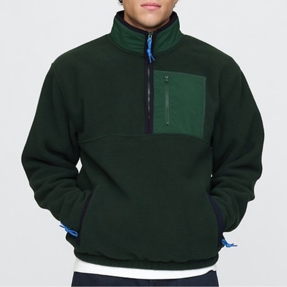 Gap Men’s Sherpa Half Zip Pullover Arctic Fleece. Size small. Green. NWT - Picture 2 of 11